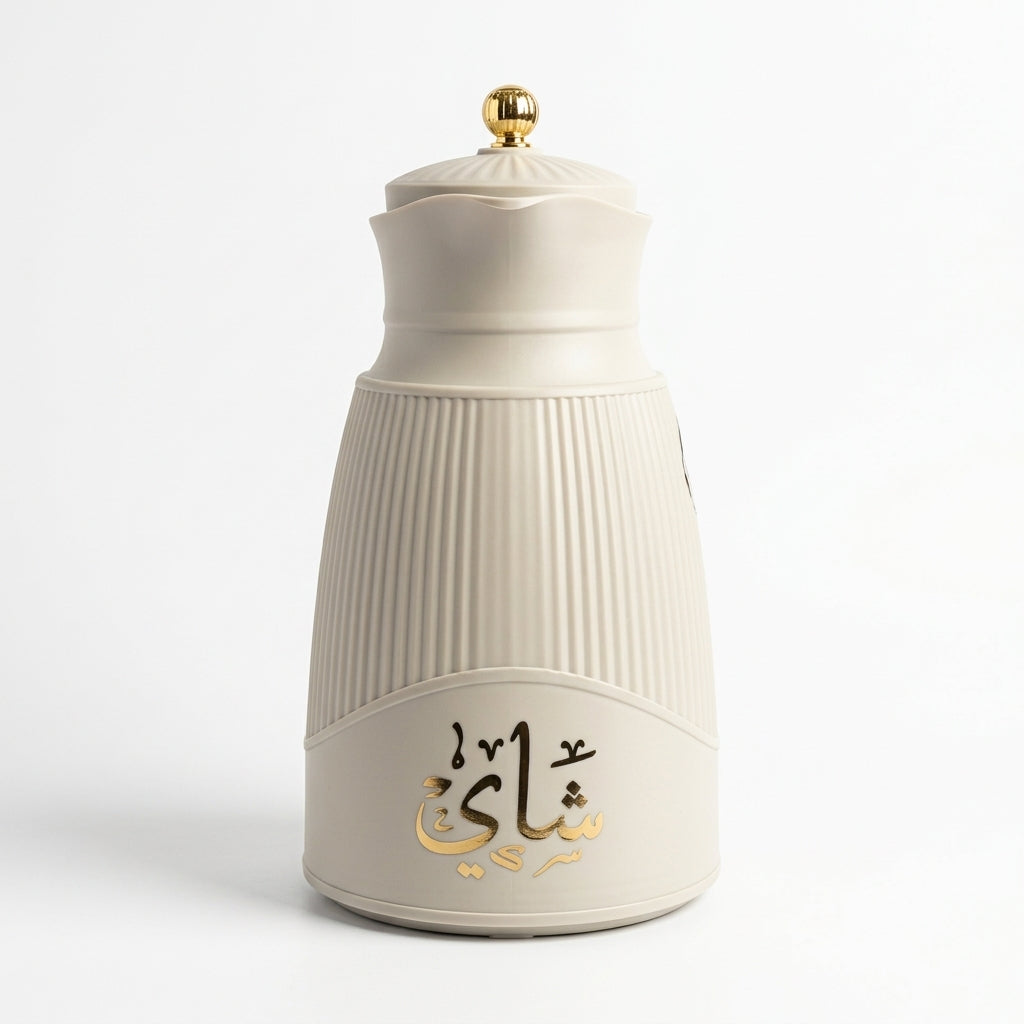 Germax Vacuum Flask 1 Litre – Light Gray with Arabic Calligraphy