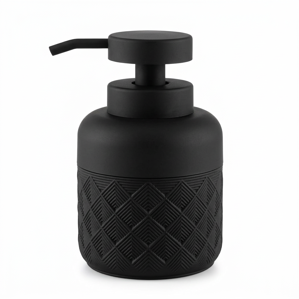 Black Textured Plastic Liquid Soap Dispenser, 350 ml

