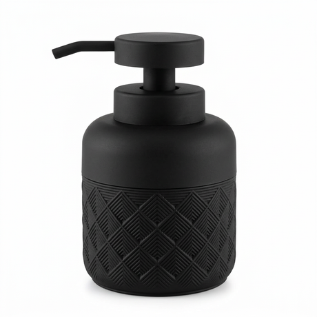 Black Textured Plastic Liquid Soap Dispenser, 350 ml

