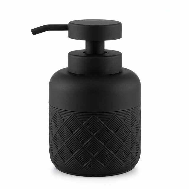 Black Textured Plastic Liquid Soap Dispenser, 350 ml

