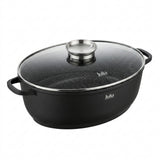 Julia Elite Pro Plus Oval Roaster and Grill with Lid 39cm - 3-Piece Black Non-Stick