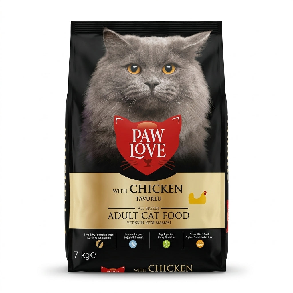Paw Love Adult Cat Food with Chicken, All Breeds, 7 kg