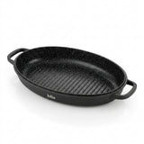Julia Elite Pro Plus Oval Roaster and Grill with Lid 39cm - 3-Piece Black Non-Stick