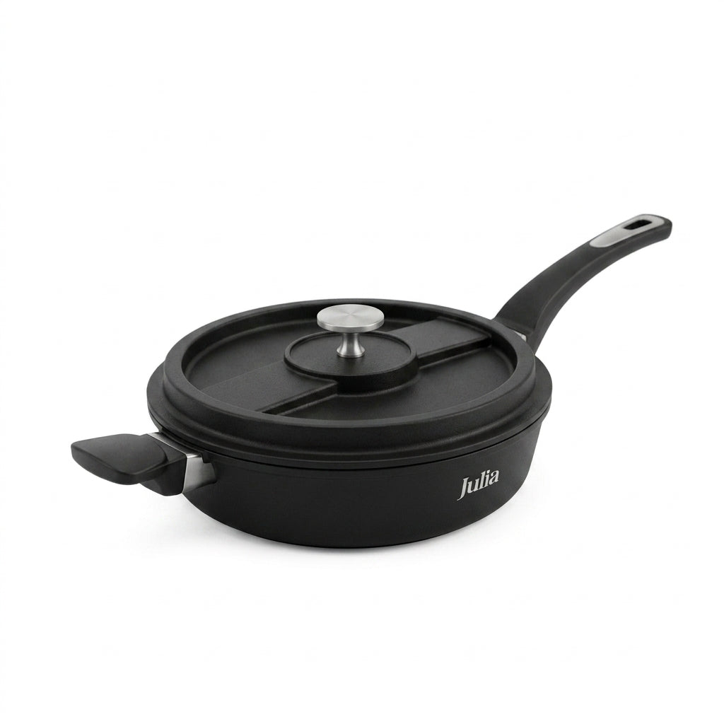 Julia Home & Kitchenware Deep Fry Pan with Aluminium Lid – 28cm Cast-Tec Non-Stick