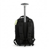 LuckySky 20inch Trolley School Bag – Black – Wheeled Backpack with Retractable Handle