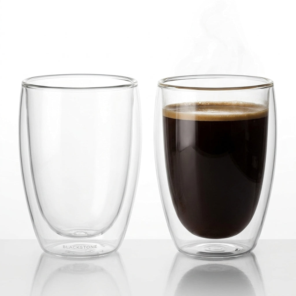 Blackstone Double Wall Glass Tumbler Cups, 350 ml, Set of 2