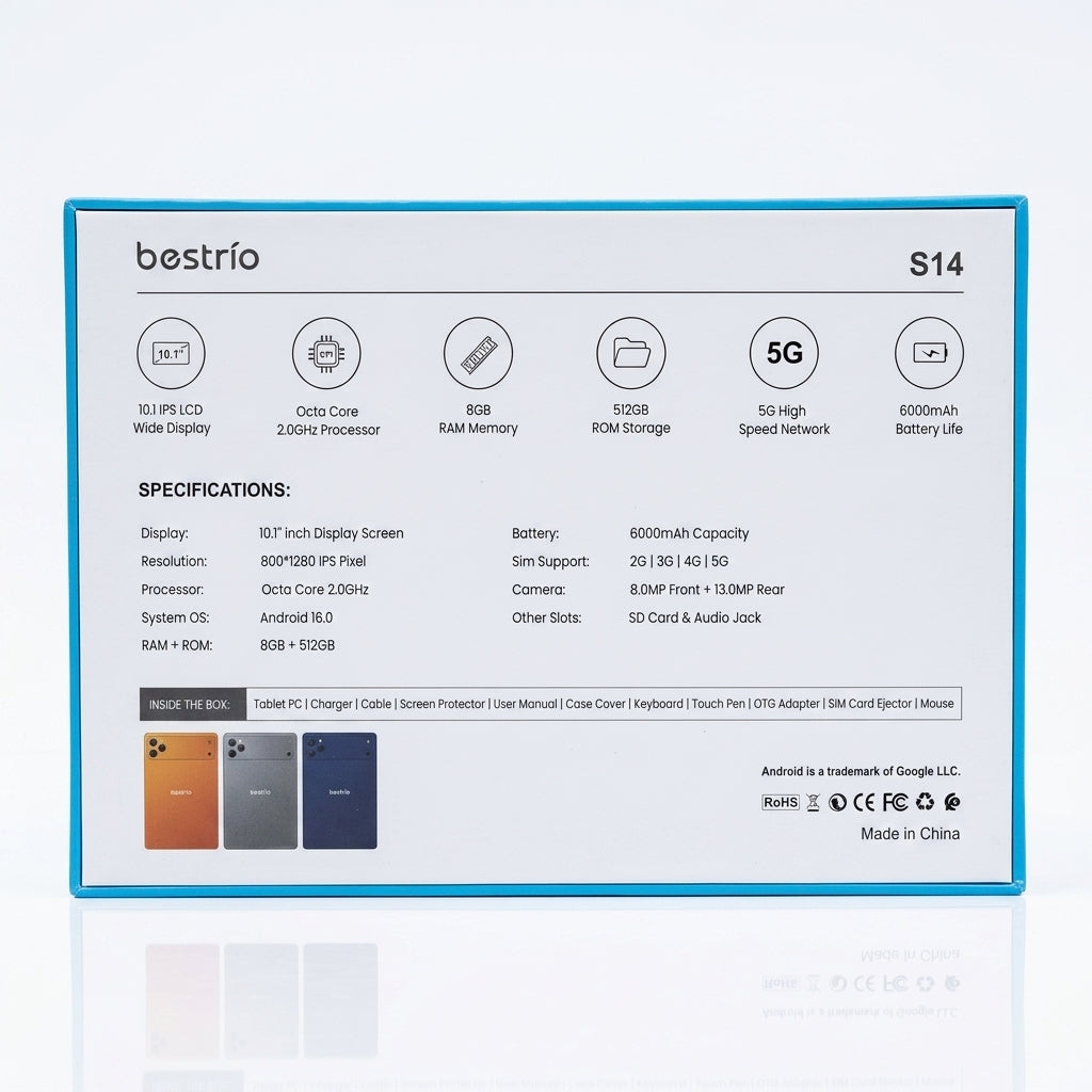 Bestrio Tab S14 Tablet – Blue