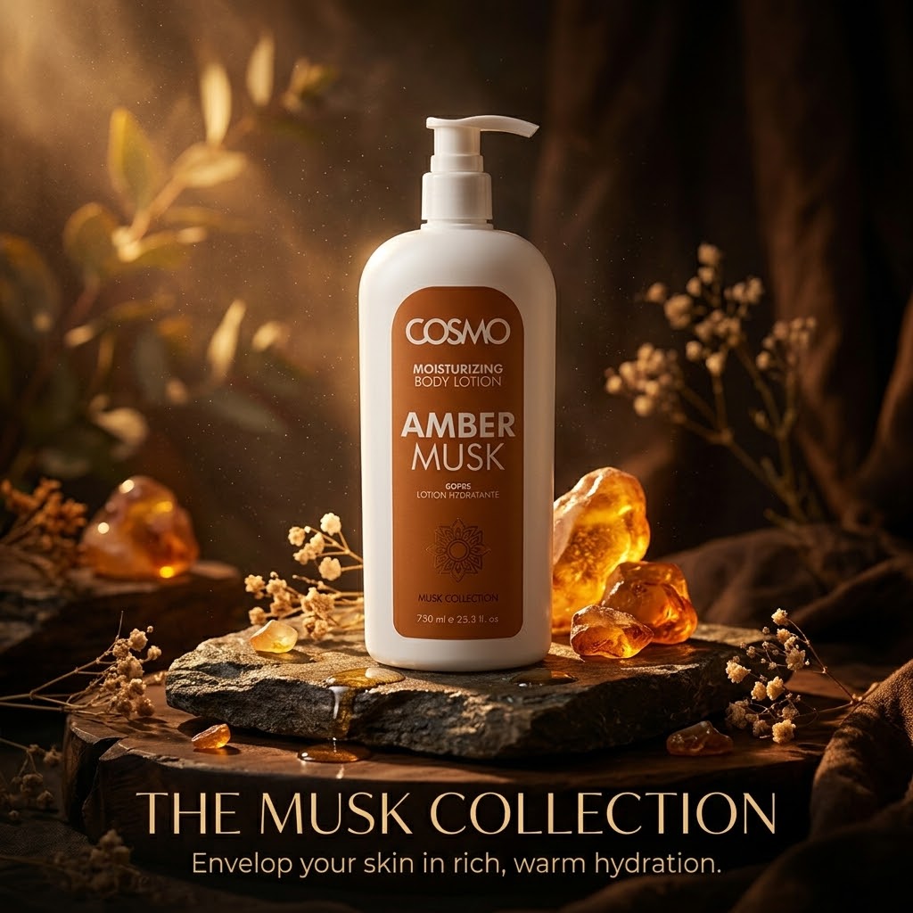 Cosmo Amber Musk Moisturizing Body Lotion – 750 ml