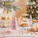 Christmas Plastic Stacked Drums Hanging Decoration – Pink, 10 cm