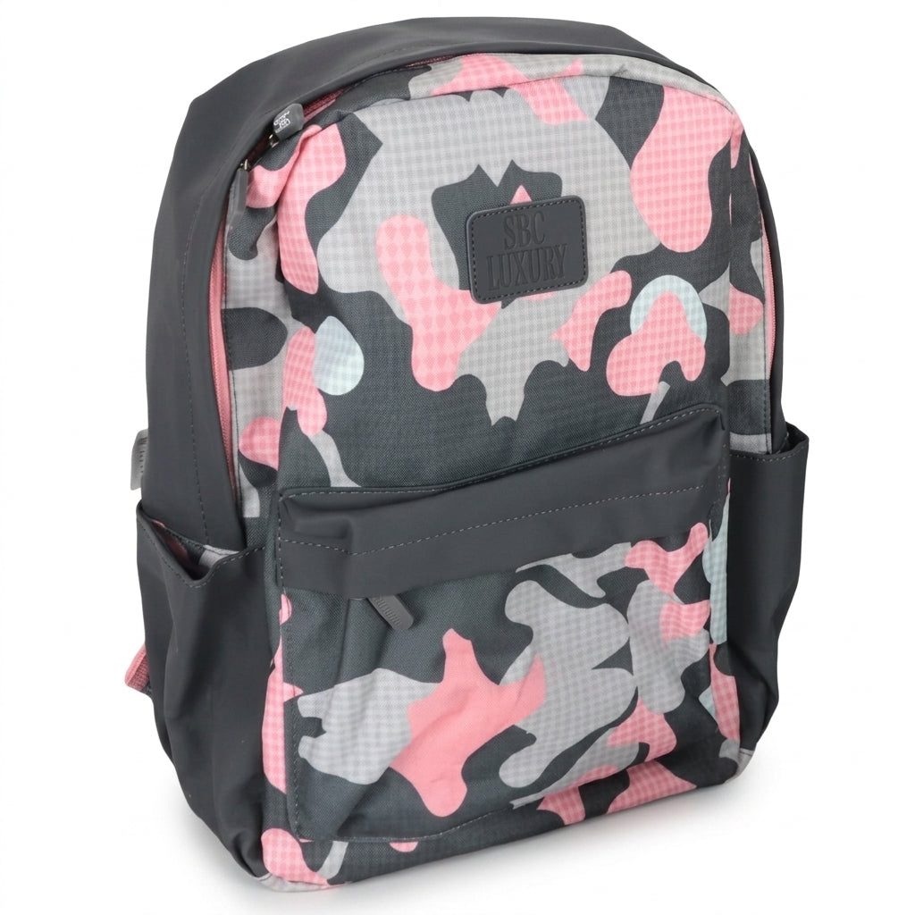 SBC Luxury 4-in-1 School Set 16" – Pink Camo (Backpack, Lunch Bag, Pencil Case & Water Bottle)