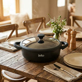 Julia Shallow Casserole 28cm - Onxy Black - Durable Die-Cast Aluminum - Non-Stick