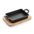 Cast Iron Sizzling Pan with Wooden Base – Black