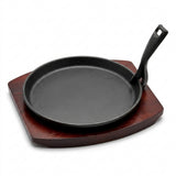 Kitchen Master Cast Iron Sizzler Tray with Wooden Serving Tray – 22 cm