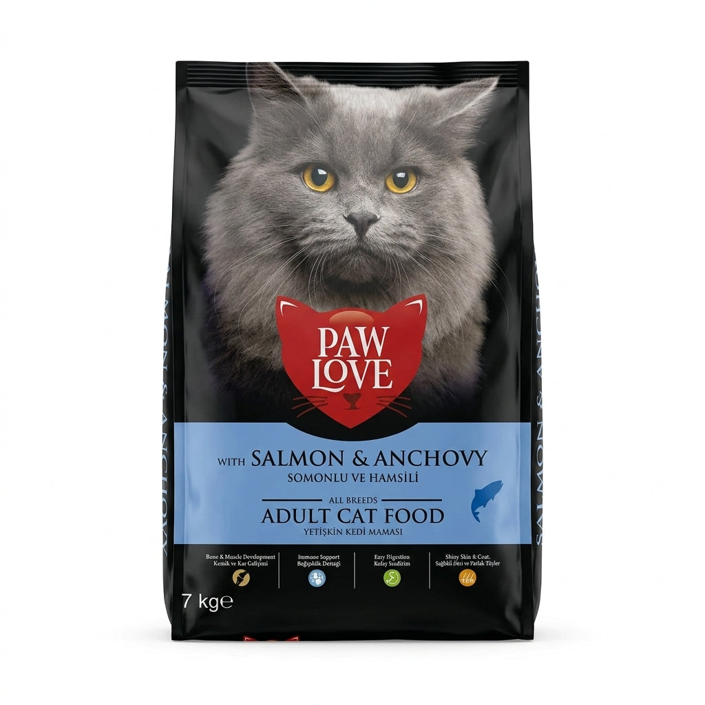 Paw Love Adult Cat Food with Salmon & Anchovy – 7 kg