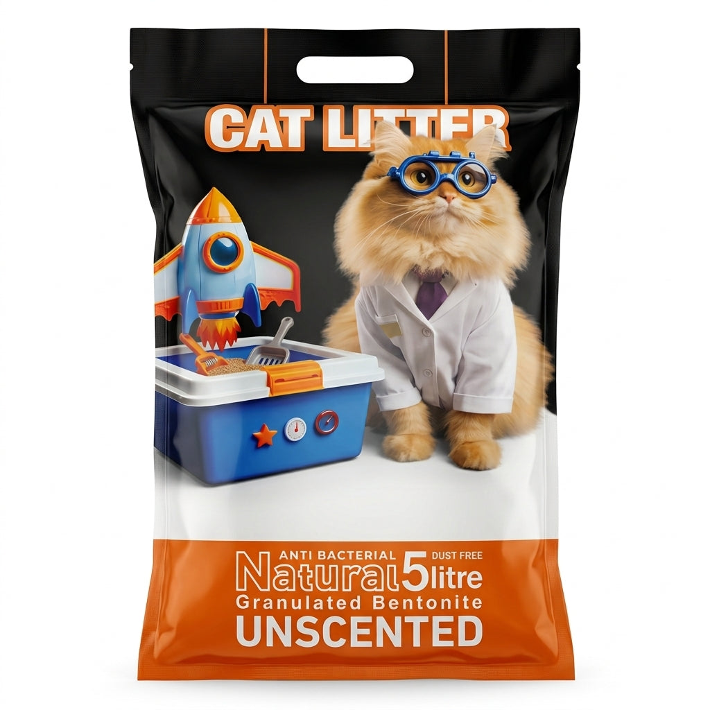 Bomshy Anti-Bacterial Unscented Natural Bentonite Cat Litter, 5 Litre