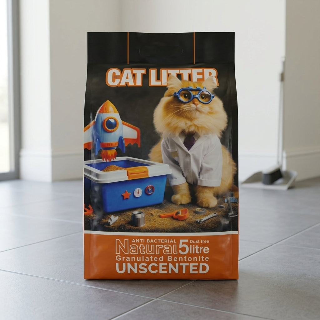 Bomshy Anti-Bacterial Unscented Natural Bentonite Cat Litter, 5 Litre
