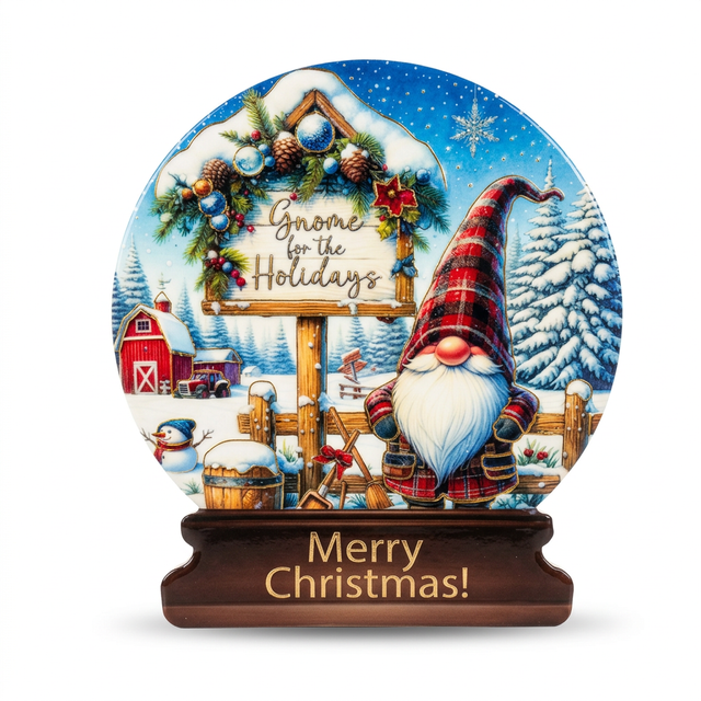 Ceramic-Coated Christmas Gnome Coaster - 20cm