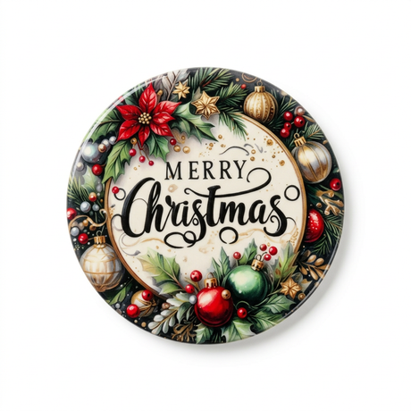 Ceramic-Coated Round Christmas Coaster - 10cm