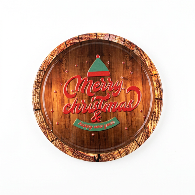 Ceramic-Coated Round Christmas Coaster - 18cm