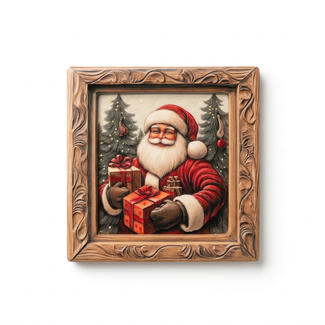  Ceramic-Coated Square Christmas Coaster with Santa Design - 11cm