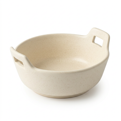 Ceramic Bowl with Two Handles Cream – 18cm