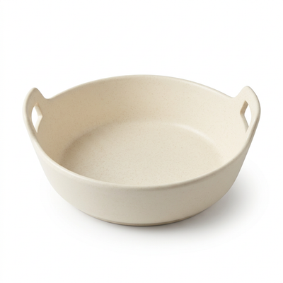 Ceramic Bowl with Two Handles Cream – 23cm