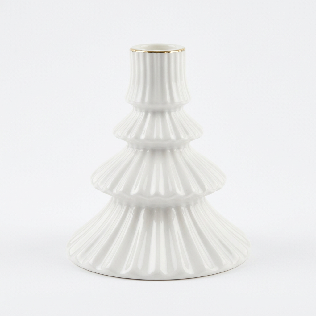 Ceramic Candle Holder White - 12cm