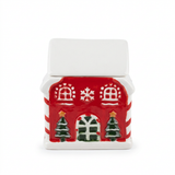 Ceramic Christmas House Candy Jar with Lid - 10×9cm