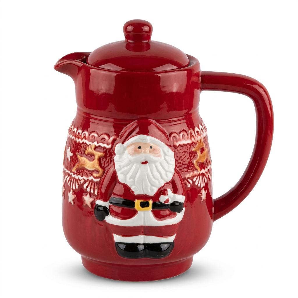 Ceramic Christmas Jug with Lid - 1 Litre