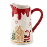 Ceramic Christmas Jug with Santa and Gingerbread House Design - 1 Litre