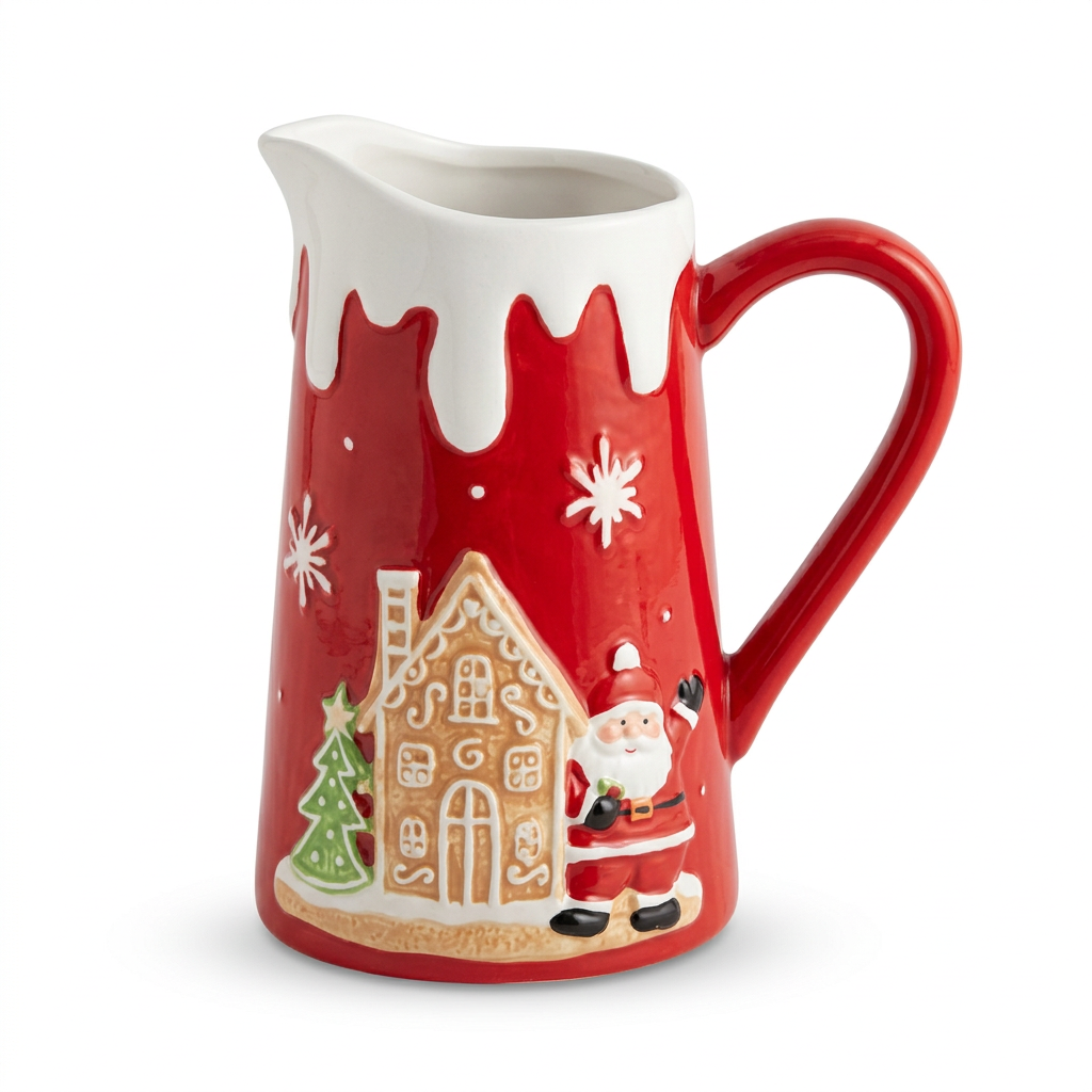 Ceramic Christmas Jug with Santa and Gingerbread House Design - 1 Litre 1