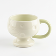 Ceramic Pedestal Mug 300 ml – Cream with Light Green Handle

