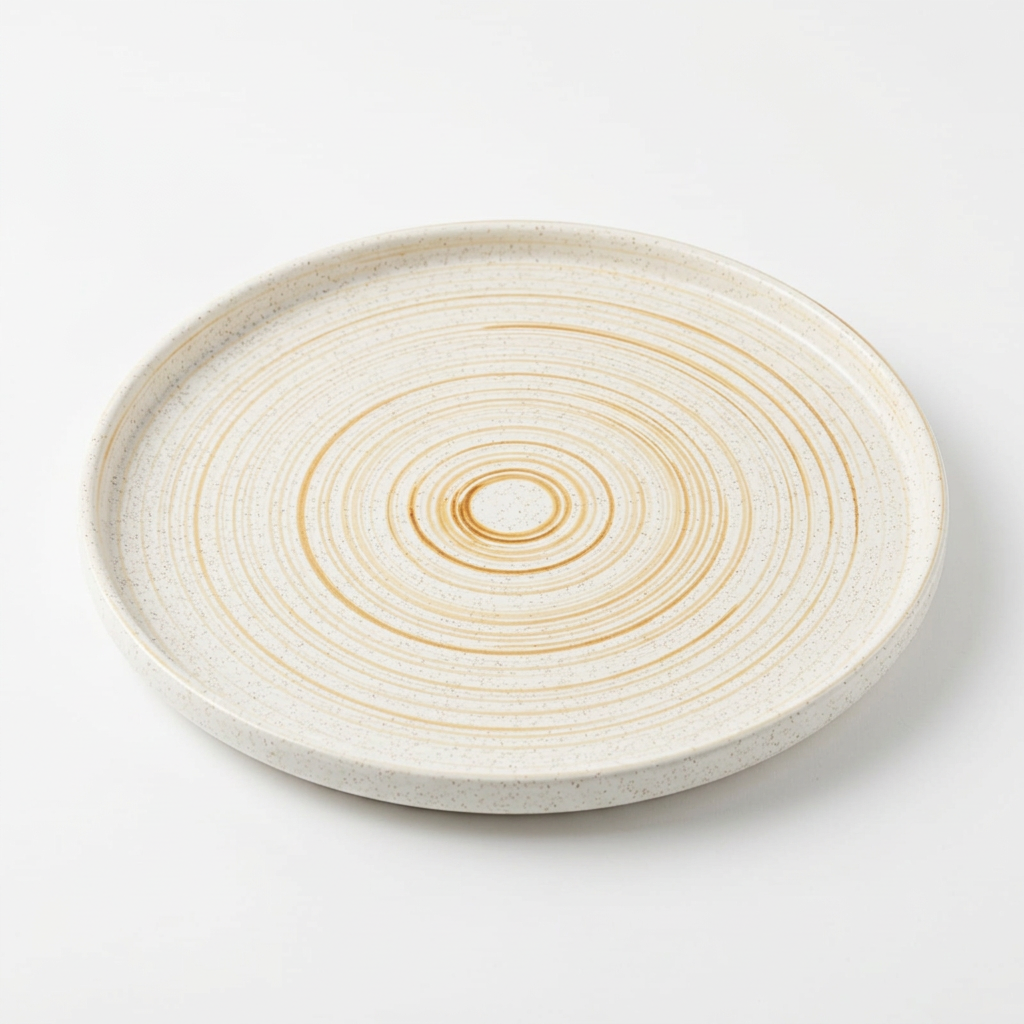 Ceramic Plate Cream White & Beige - 20.5cm