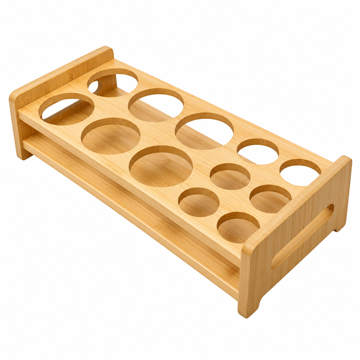 Bamboo Bottle Rack with Multiple Openings, 29 × 13 × 7 cm