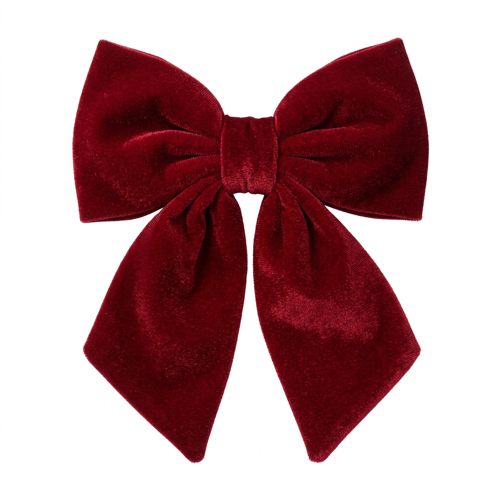 Christmas Bow Decoration with Velvet-Look Finish Red – 20×20cm