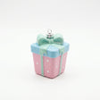 Christmas Plastic Gift Box Hanging Decoration – Pink & Mint Green, 7 cm