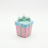 Christmas Plastic Gift Box Hanging Decoration – Pink & Mint Green, 7 cm