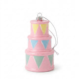 Christmas Plastic Stacked Drums Hanging Decoration – Pink, 10 cm