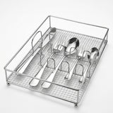Sole Cook 30-Piece Polished Stainless Steel Cutlery Set with Chrome Wire Storage Caddy – 6 Person Flatware Set (6x Knives 22cm, 6x Dinner Forks 20.5cm, 6x Dinner Spoons 20cm, 6x Dessert/Tea Forks 14cm, 6x Dessert/Tea Spoons 14cm)