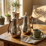 Mahra Vacuum Flask Set, 2 × 1 Litre, Chrome with Wood-Style