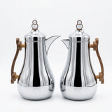 Mahra Vacuum Flask Set, 2 × 1 Litre, Chrome with Wood-Style