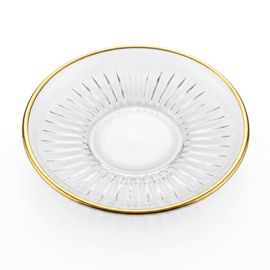 Casco 12-Piece Glass Tea Cup & Saucer Set with Gold Accent – 6 Glasses & 6 Saucers