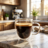 Blackstone Double-Wall Glass Tumbler Cups with Handles, 350 ml, Set of 2