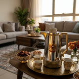 Redhome 0.6 Litre Vacuum Flask – Chrome with Gold Accents And UAE Emblem