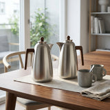 Fursan Vacuum Flask Set, 2 × 1 Litre, Matt Nickel with Dark Wood