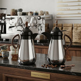 Lavindar Vacuum Flask Set, 2 × 1 Litre, Silver with Black and Dark Wood