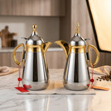 Lavindar Vacuum Flask Set, 2 × 1 Litre, Silver and Gold