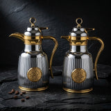 Ripple Vacuum Flask Set, 2 × 1 Litre, Silver with Gold