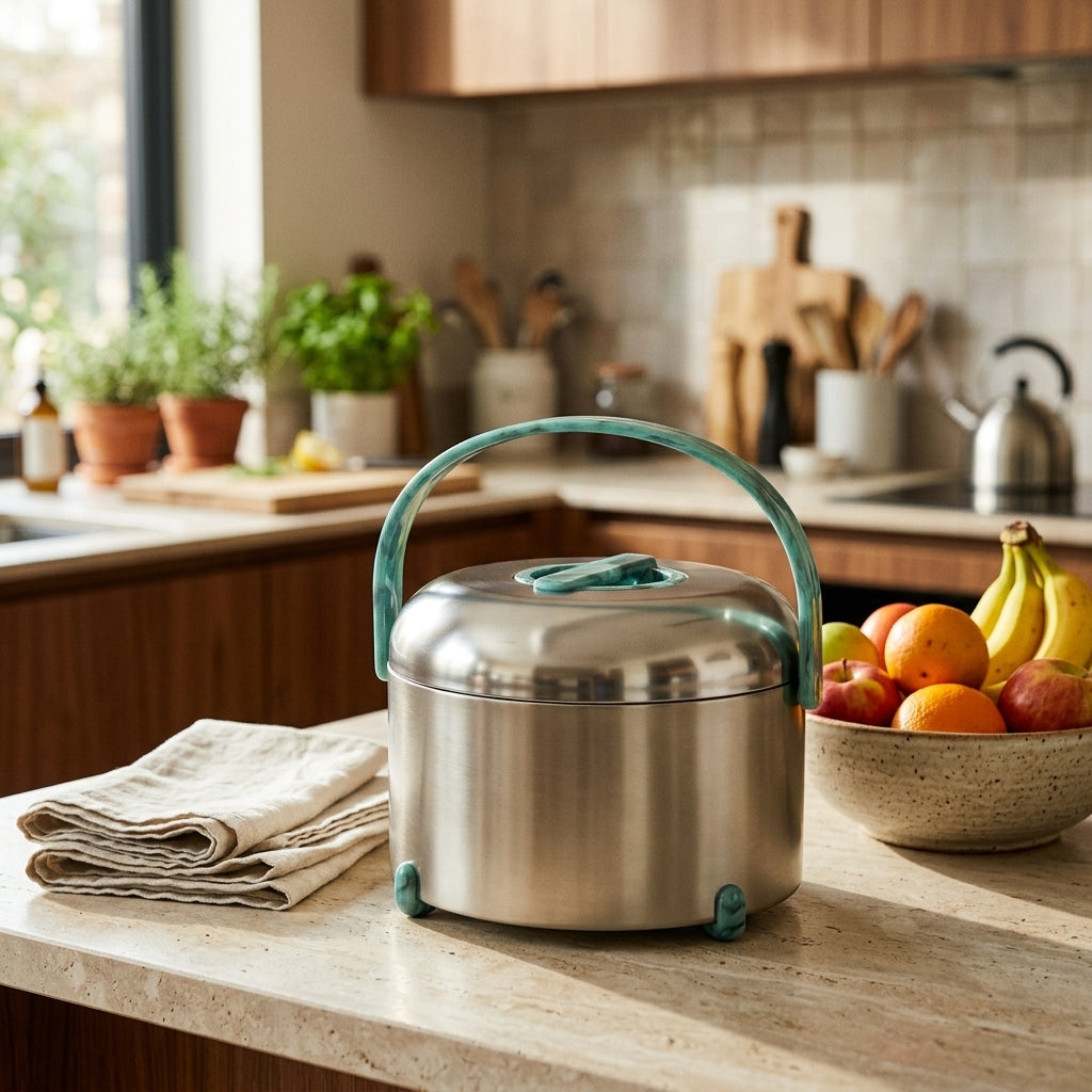 Almarjan 3-Piece Hot Pot Set, 2.5, 3.5 & 4.5 Litres – Matte Nickel with Tiffany Marble