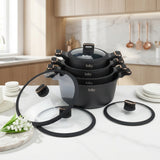 Julia Elite Pro Plus Cookware Set 8 Pcs with Lids - Black - Black Granite Non-Stick - Induction Ready